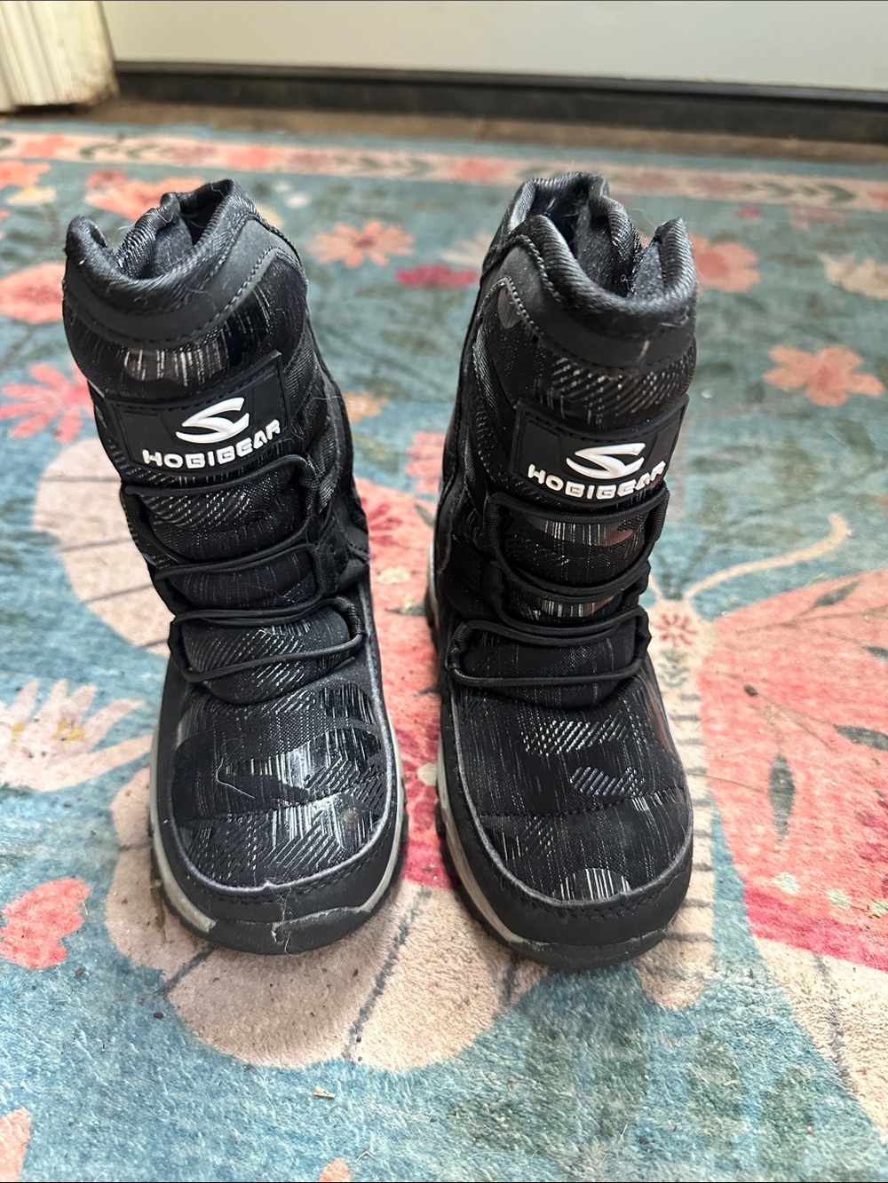 Hobibear Kids Black Winter Snow Boots - Durable, Easy-On Design